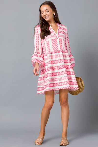 Pyramid Tiered Dress, Pink