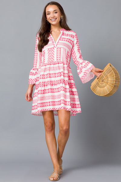 Pyramid Tiered Dress, Pink