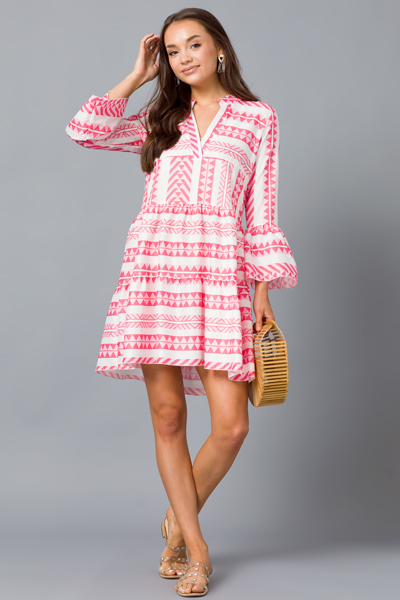 Pyramid Tiered Dress, Pink