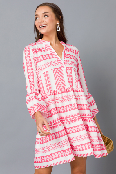 Pyramid Tiered Dress, Pink