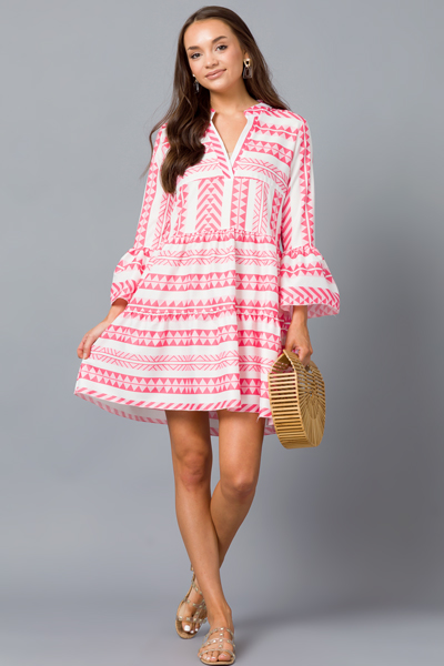 Pyramid Tiered Dress, Pink