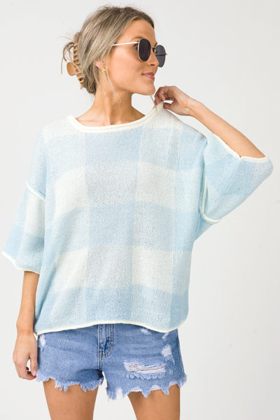 Checkmate Sweater, Powder Blue