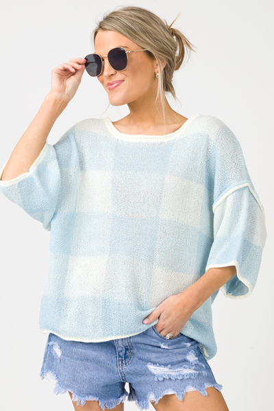 Checkmate Sweater, Powder Blue