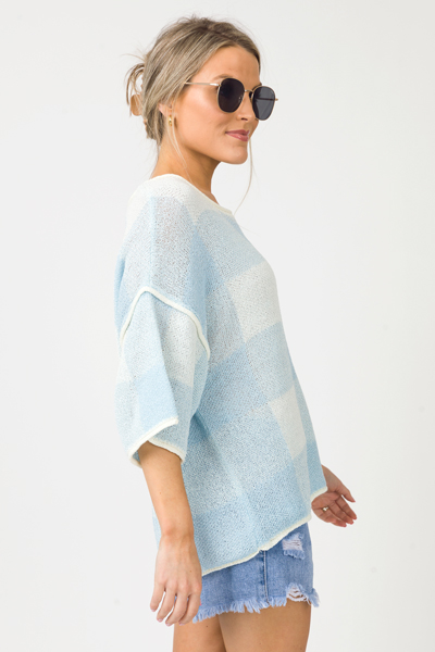 Checkmate Sweater, Powder Blue