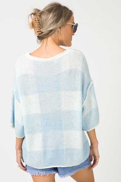 Checkmate Sweater, Powder Blue