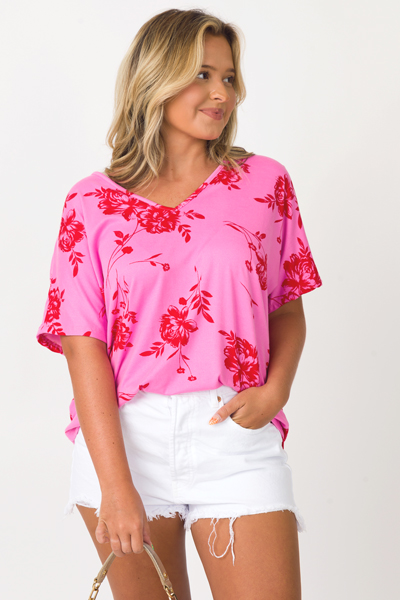 Soft Floral Tee, Pink