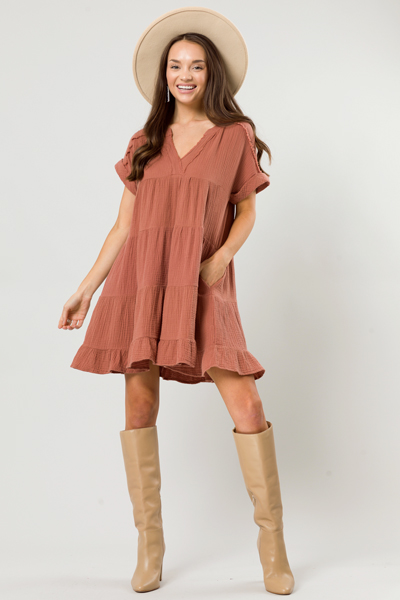 Autumn Puff Dress, Cinnamon