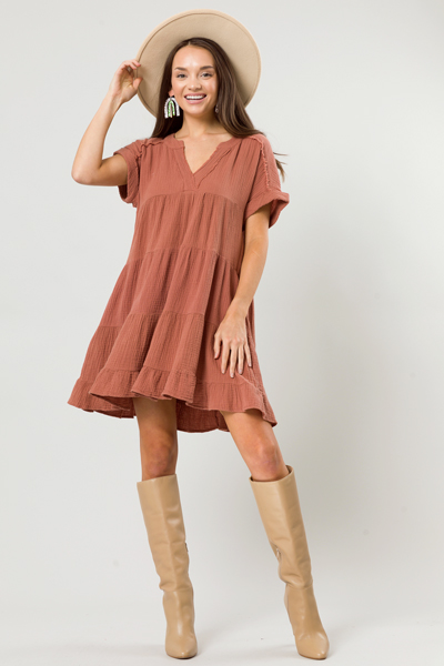 Autumn Puff Dress, Cinnamon