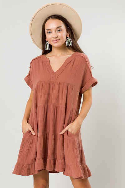Autumn Puff Dress, Cinnamon