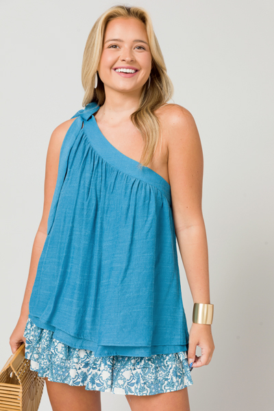 Bow Out Top, Ocean Blue
