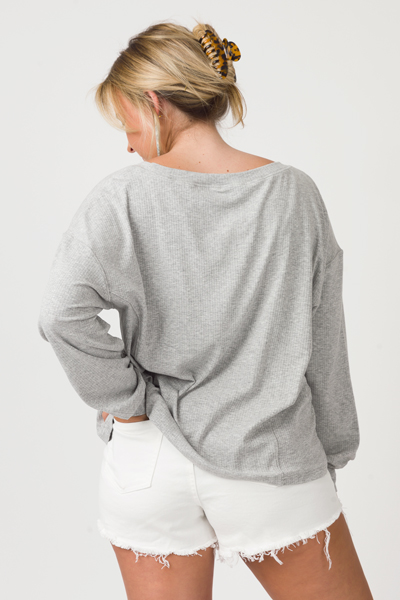 Rib Loose LS Top, H. Grey