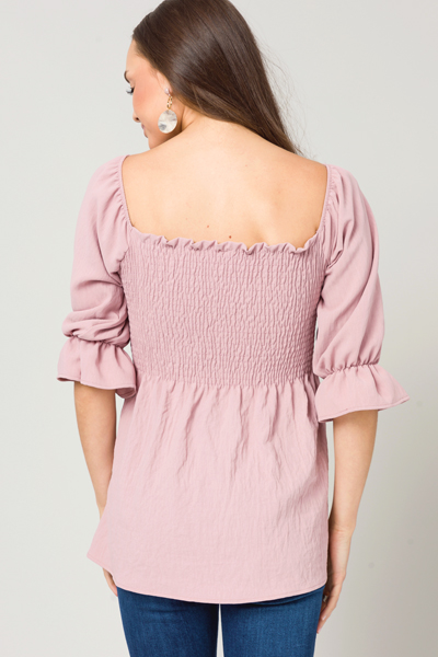Amy Solid Smock Top, Mauve