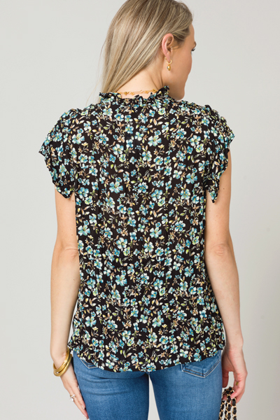 Crinkled Dark Floral Top