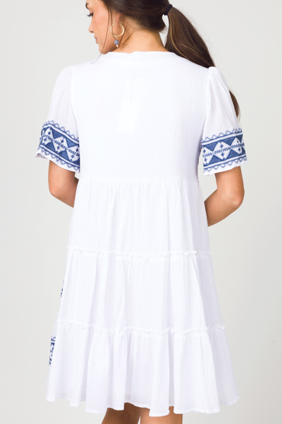 Zig Zag Stitch Dress, White