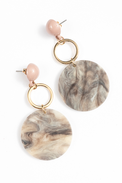 Acrylic Disc & Circle Earrings, Smoke
