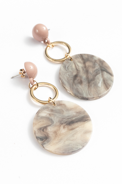 Acrylic Disc & Circle Earrings, Smoke