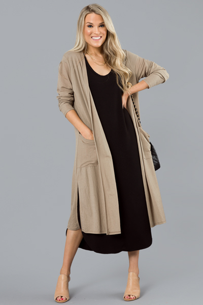 Essential Long Cardigan, Linen