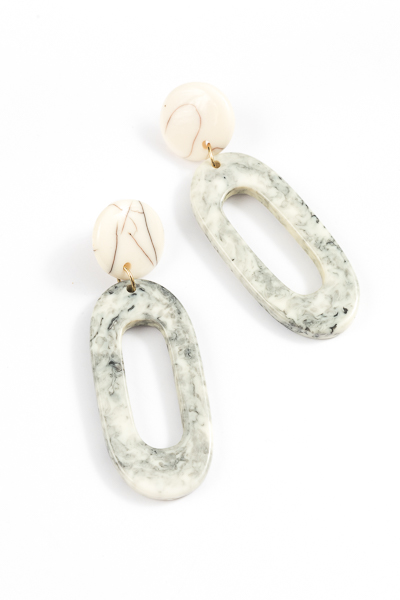 Acrylic Marble Oval Earring