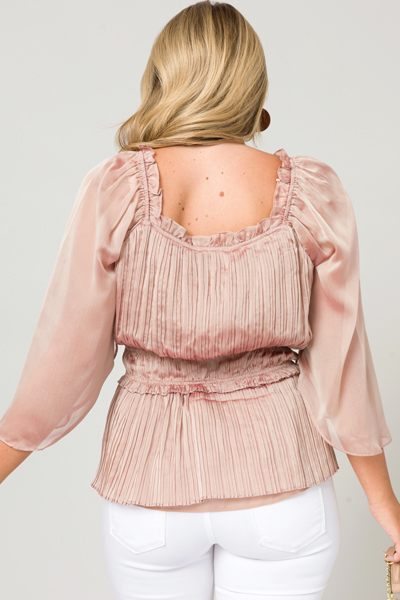 Frose Shimmer Pleated Top