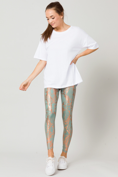 Foil Snake Leggings, Sage