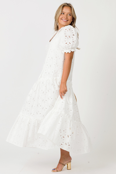 Lace Flowers Maxi, White