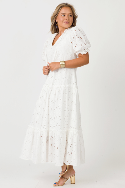 Lace Flowers Maxi, White