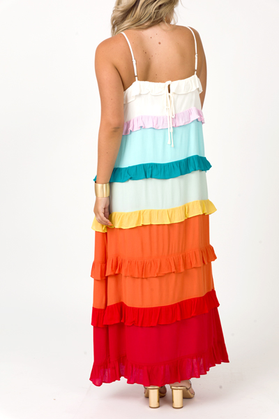 Rainbow Ruffle Maxi