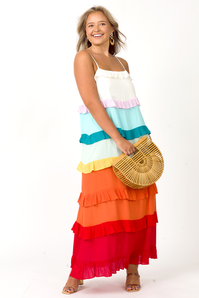 Rainbow Ruffle Maxi