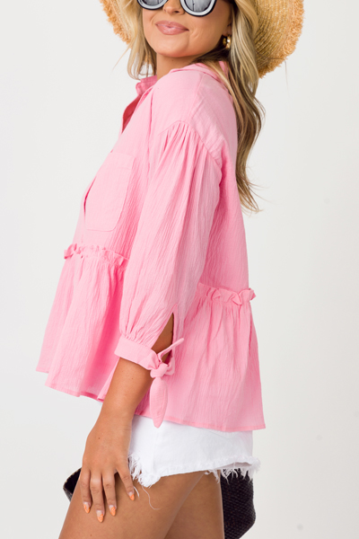 Babydoll Button Up, Cool Pink