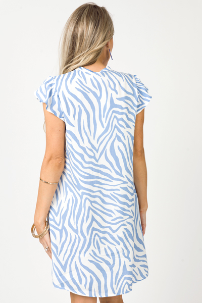 Zebra Pocket Dress, Blue