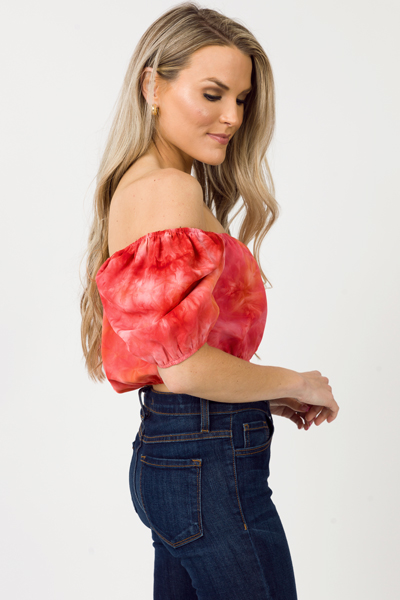 Tie Dye Crop Top, Coral