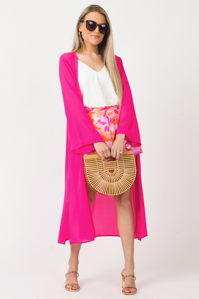 Long Line Kimono, Neon Fuchsia