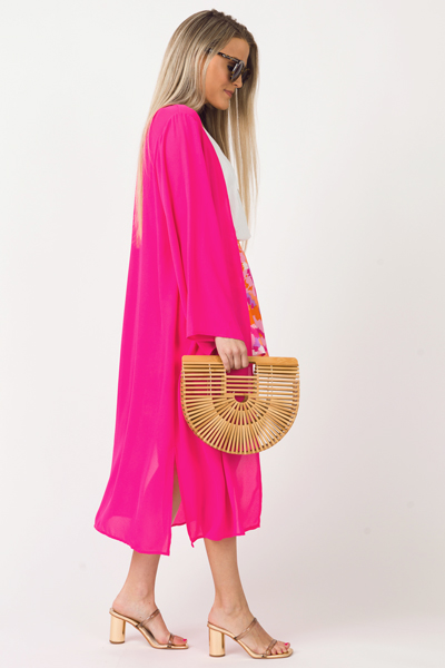 Long Line Kimono, Neon Fuchsia