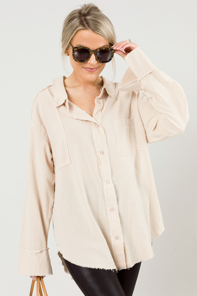 Cape Cod Fray Button Up, Tan