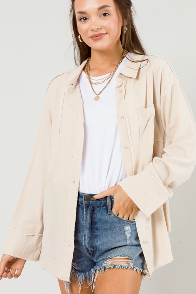 Cape Cod Fray Button Up, Tan