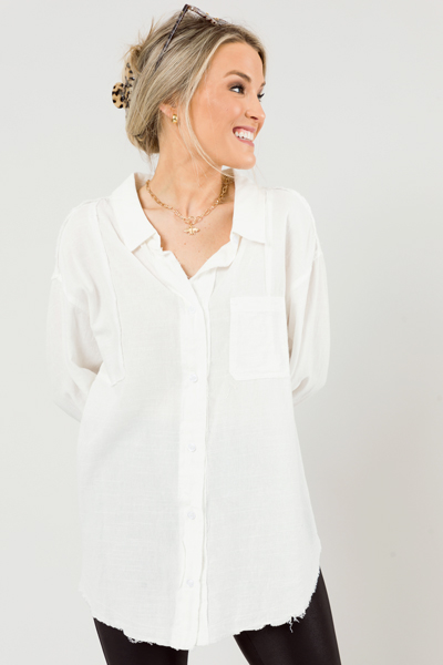 Cape Cod Fray Button Up, White