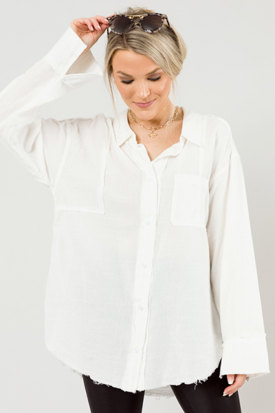 Cape Cod Fray Button Up, White