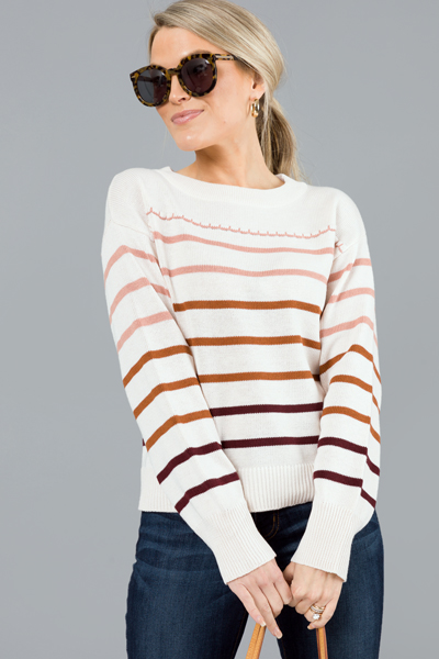 Ombre Stripe Sweater, Oatmeal