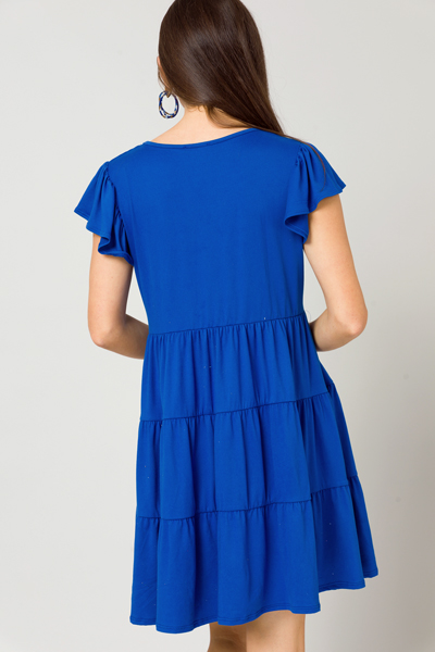 Solid Knit Tiered Dress, Royal