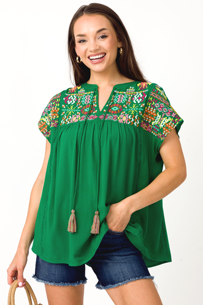 Vibe in Line Top, Kelly Green