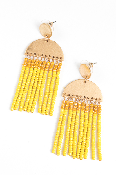 Sunset Tassel Earrings, Yellow