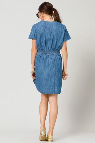 V-Neck Denim Tie Dress