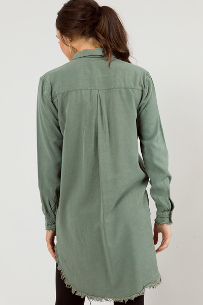 Fray Shirt Dress, Olive