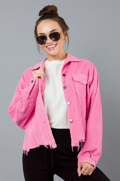 Corduroy Distress Jacket, Pink