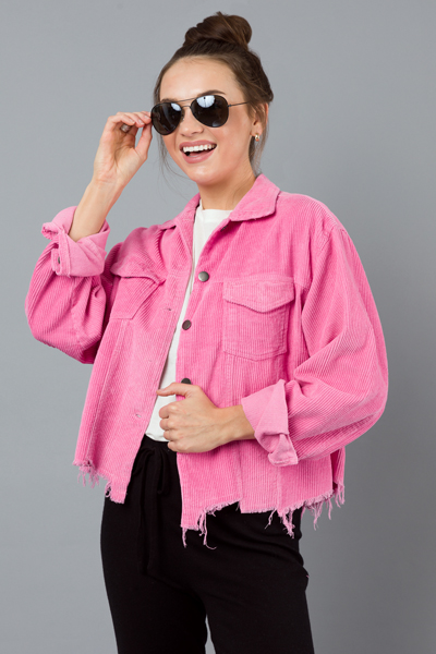 Corduroy Distress Jacket, Pink