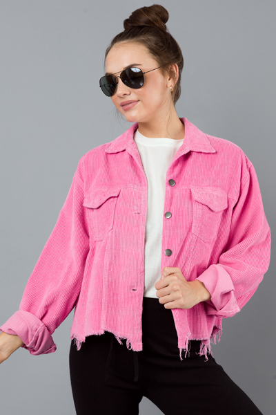 Corduroy Distress Jacket, Pink