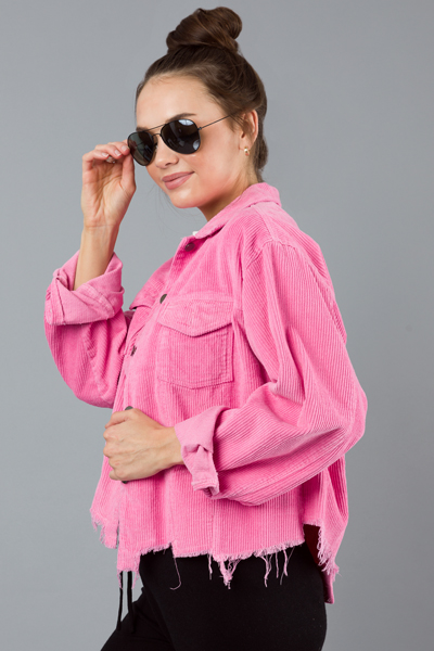 Corduroy Distress Jacket, Pink