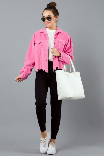 Corduroy Distress Jacket, Pink