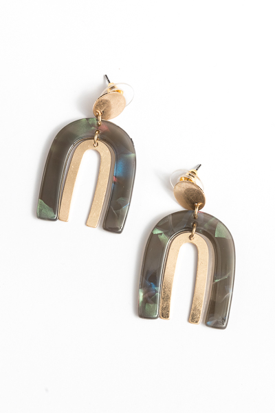 Gold Acrylic Arch Earrings