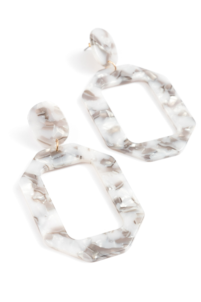 Acrylic Octagon Earrings, Gray